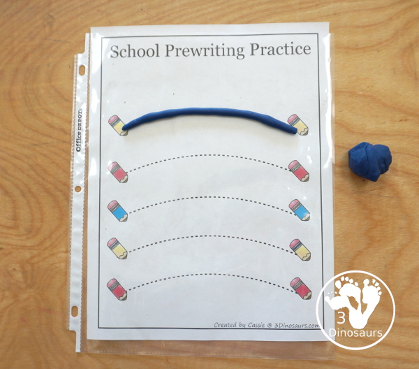 Free School Prewriting Printables - 14 pages of free school prewriting with different lines on each page for kids to trace - 3Dinosaurs.com #freeprintable #prewriting #3dinosaurs