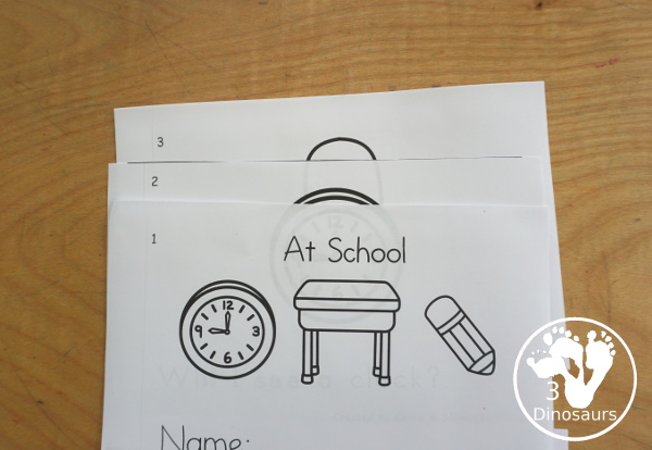 Free At School Easy Reader Book - a fun 8 page easy reader book with 7 school items with a sentence that is a question with sight words will, I, see, a - 3Dinosaurs.com