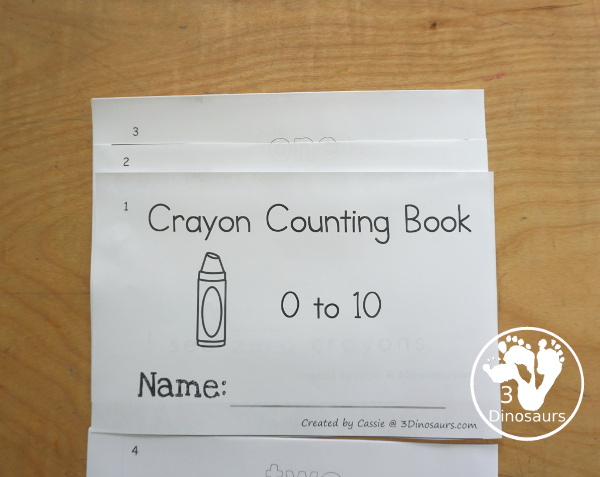 Free Crayon Count & Color - with numbers 0 to 10 with 10 color words in the easy reader book. You can count and then color the crayons with the color for the page. -  3Dinosaurs.com