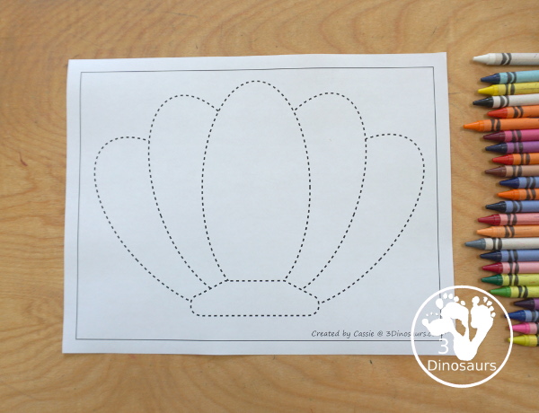 Free Shell Fine Motor Mats Printables - three fun shell fine motor mats with shell template printables, a shell tracing printable, and a shell dot marker printable - 3Dinosaurs.com - 3Dinosaurs.com