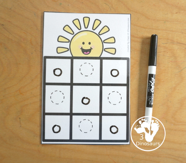 Free Sun ABC Tracing Cards with a 3 by 3 tracing rows of uppercase and lowercase letters. A fun way to change up handwriting for kids. - 3Dinosaurs.com