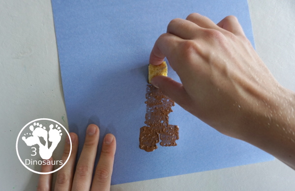 Sponge Painted Apple Tree - a fun and simple painting of an apple tree that kids can make. This is great for any apple theme for tot, prek and kindergarten. - 3Dinosaurs.com