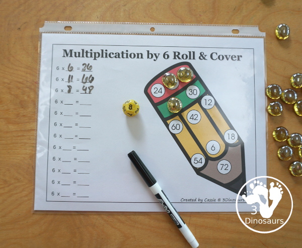 Pencil Multiplication Roll & Cover has multiplication 1 to 12 and 1 to 15 with two options of equations for each set. You have color and black and white with spinners and flashcards included. 3Dinosaurs.com