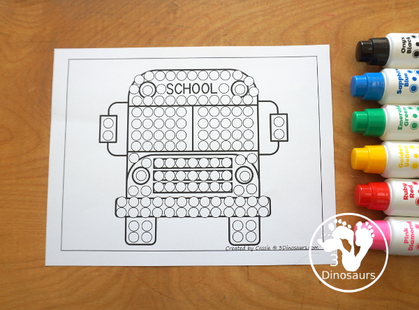 Free Bus Fine Motor Mats - You have 3 bus fine motor mats. You have a bus template, a bus tracing page and a bus q-tip page. All of these are great fine motor work for kids. And can be used the craft templates as well - 3Dinosaurs.com