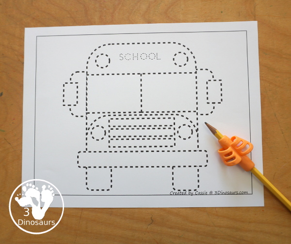 Free Bus Fine Motor Mats - You have 3 bus fine motor mats. You have a bus template, a bus tracing page and a bus q-tip page. All of these are great fine motor work for kids. And can be used the craft templates as well - 3Dinosaurs.com