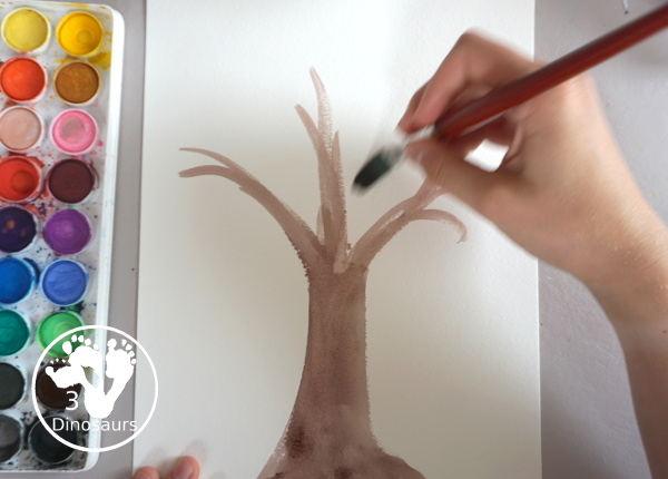 Paper Roll Painted Apple Tree - a simple apple painting for kids for a fun apple craft you can make during the fall. It is a great mixed media painting as well. - 3Dinosaurs.com