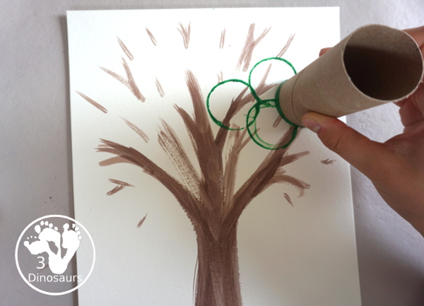Paper Roll Painted Apple Tree - a simple apple painting for kids for a fun apple craft you can make during the fall. It is a great mixed media painting as well. - 3Dinosaurs.com