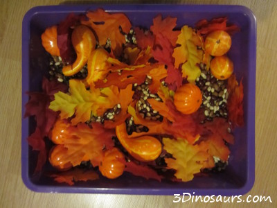 Fall Leaves & Pumpkin Sensory Bin