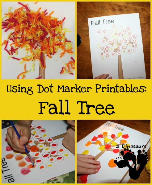 Using Dot Marker Printables: Fall Tree - 3Dinosaurs.com