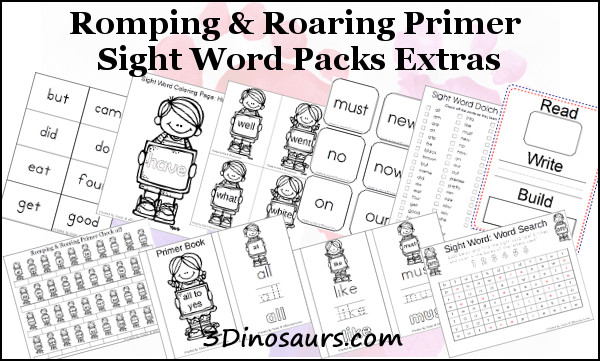 Romping & Roaring Primer Sight Words - 3Dinosaurs.com