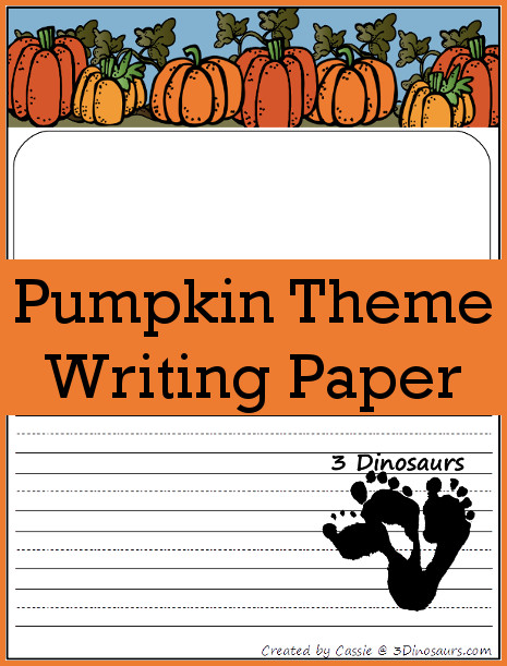 Free Pumpkin Themed Writing Paper - 3Dinosaurs.com