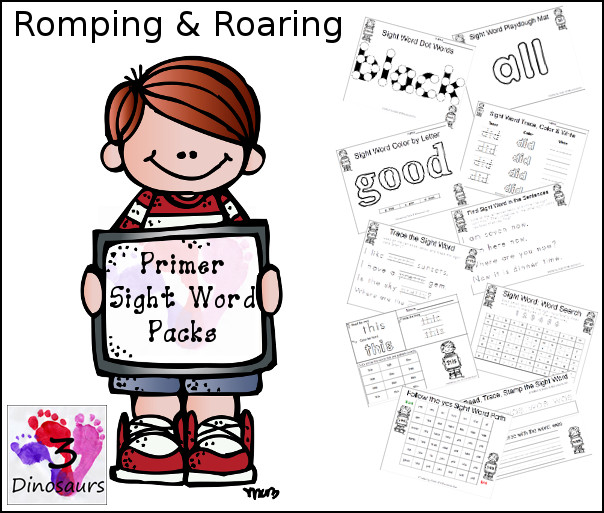 Romping & Roaring Primer Sight Words - 3Dinosaurs.com