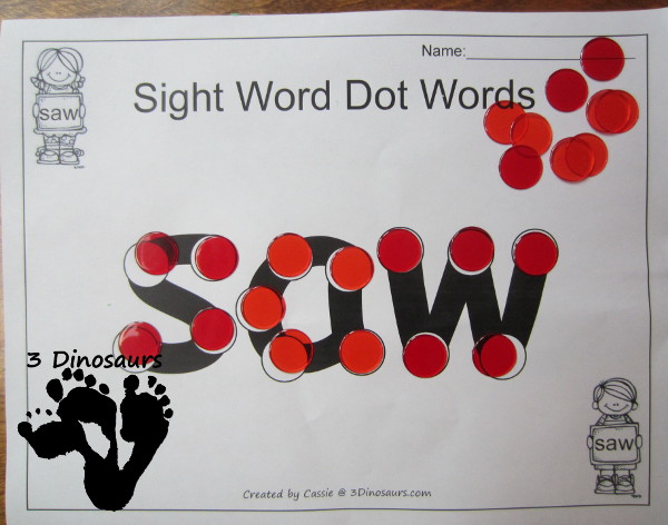Romping & Roaring Primer Sight Words: Dot the Sight Word - 3Dinosaurs.com