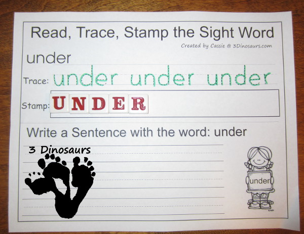 Romping & Roaring Primer Sight Words: Sight Word Word Search- 3Dinosaurs.com