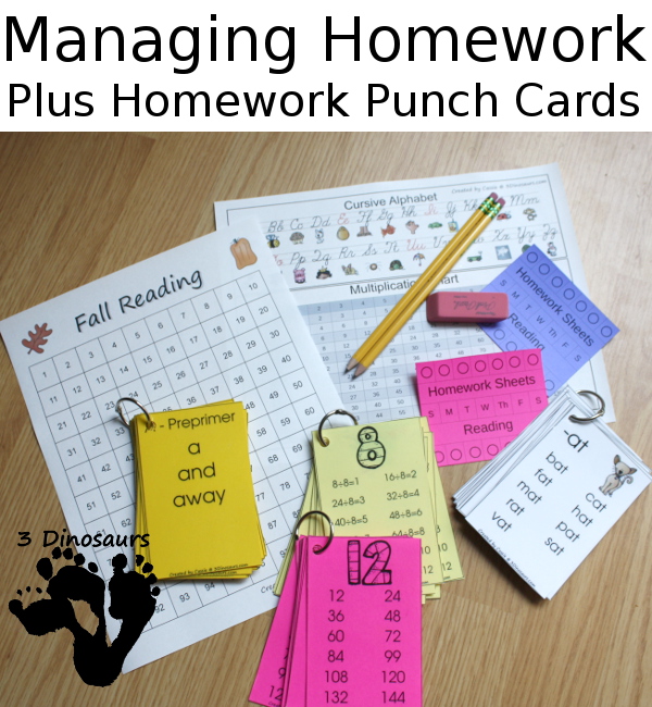 Managing Homework Ideas & Free Homework Punch Cards - 3Dinosaurs.com