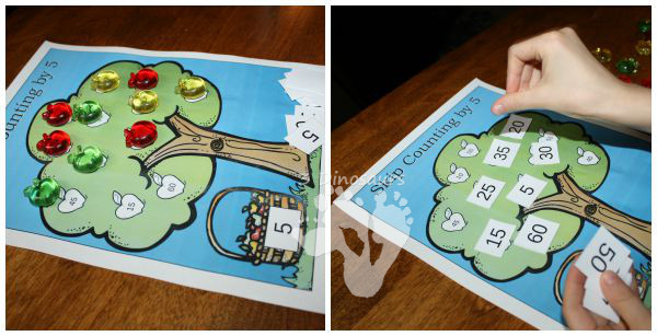 Free Skip Counting Apple Trees: Color or Black and white options  - 3Dinosaurs.com