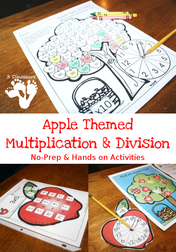 Apple Themed Multiplication and Division with no prep and hands on activities $ - 3Dinosaurs.com