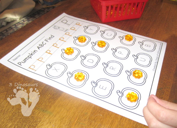 Pumpkin ABC Letter, Number, Shapes, and Sight Words Find - easy no prep printables $ - 3Dinosaurs.com