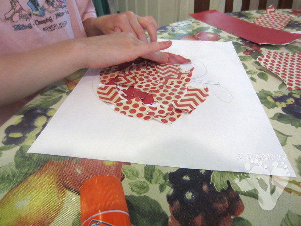 Torn Scrapbook Paper Apple - easy and fun craft you can do with many ages - 3Dinosaurs.com
