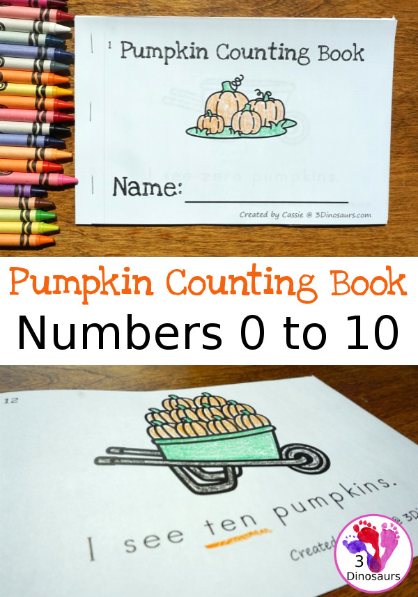 FREE Pumpkin Number Counting Book For Kids - numbers 0 to 10 - 3Dinosaurs.com