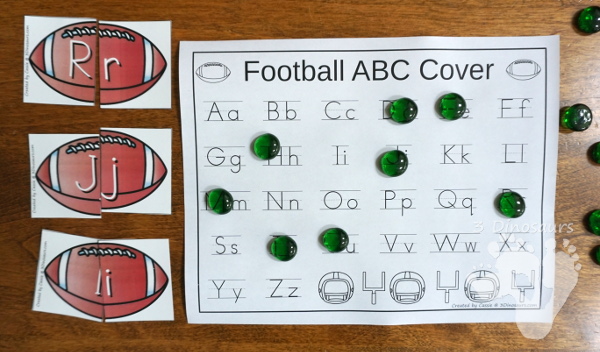 Free Football Themed ABC Puzzles - 26 puzzles with a tracing and covering sheet - 3Dinosaurs.com