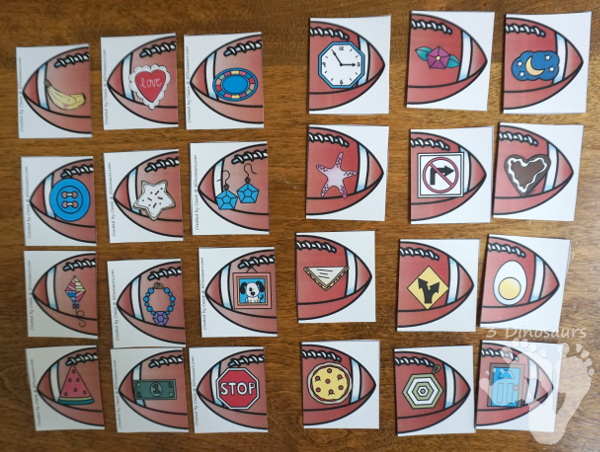 Free Football Shape Matching Puzzles - 12 different shapes for kids to match - 3Dinosaurs.com