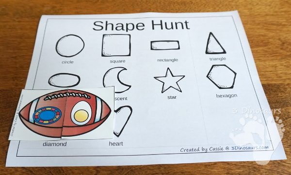 Free Football Shape Matching Puzzles - 12 different shapes for kids to match - 3Dinosaurs.com