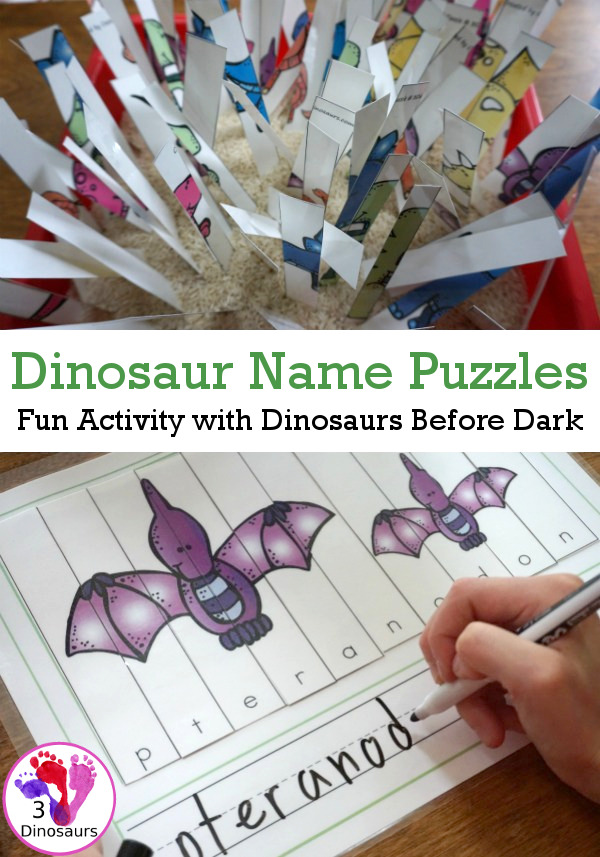 Free Spelling Dinosaurs Names With Dinosaurs Before Dark - a fun way to work on spelling dinosaur names with a fun activity - 3Dinosaurs.com