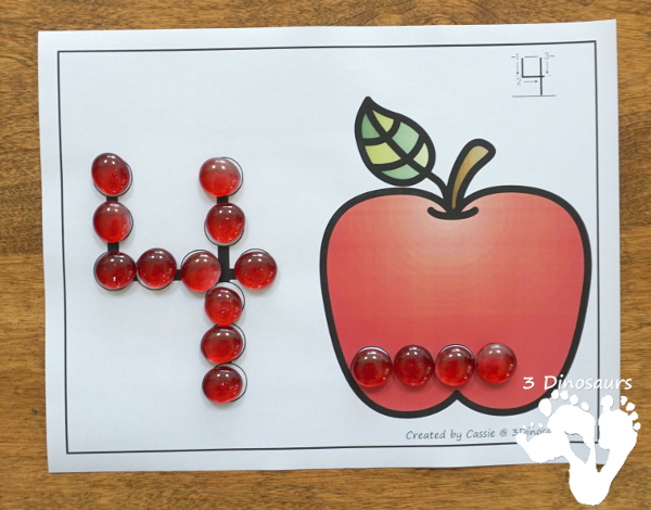 Fall Themed Dot the Number & Count the Dot: Apples, Pumpkins & Leaves - numbers 0 to 20 with dot marker activities for kids to work on numbers and counting with fall themes - 3Dinosaurs.com