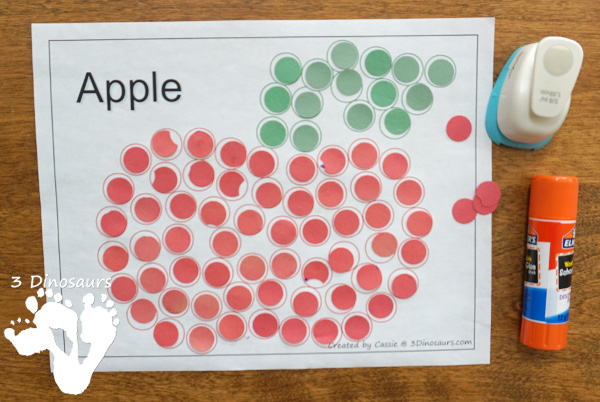 Free Fall Dot Markers: Apple, Leaf & Pumpkin - 2 page options for each of the fall themes - 3Dinosaurs.com