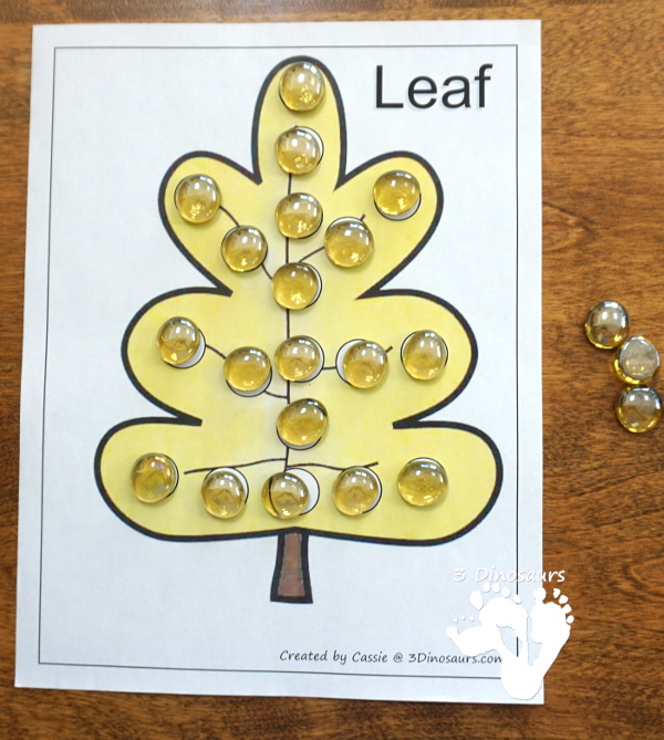 Free Fall Dot Markers: Apple, Leaf & Pumpkin - 2 page options for each of the fall themes - 3Dinosaurs.com