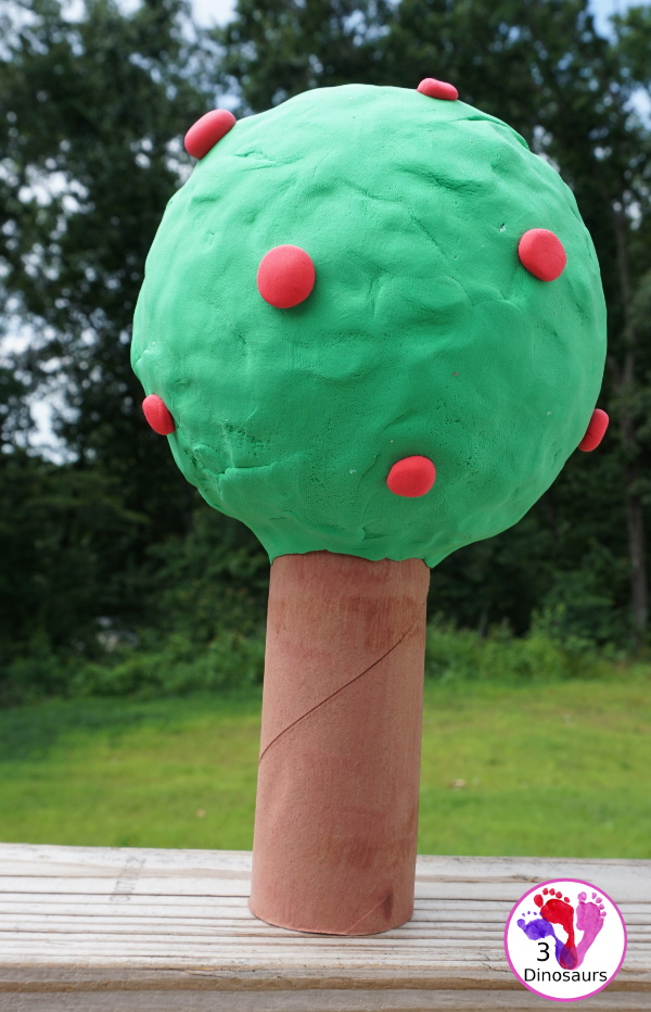 Model Magic Apple Tree - a great fall craft to make for any apple theme plus a fun way to work in fine motor - 3Dinosaurs.com