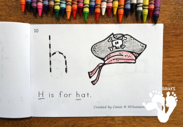 Free Pirate Theme ABC Easy Reader Book - simple 14 page book to use with kids while working on lowercase letters and simple sentence reading - 3Dinosaurs.com