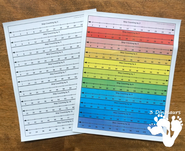 Free Skip Counting Desk Help & Number Line Bookmarks - help desk pages for 2 to 12 or 2 to 15 plus skip counting number line bookmarks - 3Dinosaurs.com