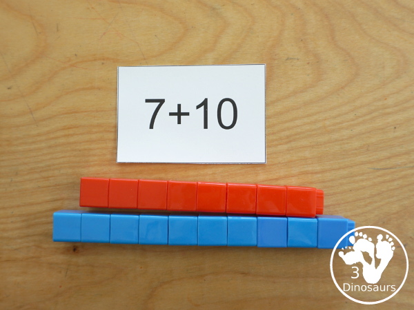 Free Addition Flash Cards 11-20 - five colors of addition cards to pick from with 8 addition flashcards on each page - 3Dinosaurs.com