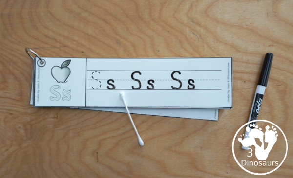 Free Apple Theme ABC Tracing Strips - with uppercase and lowercase together. You have fun kids with an apple plus you can see an example of how to trace the letters - 3Dinosaurs.com