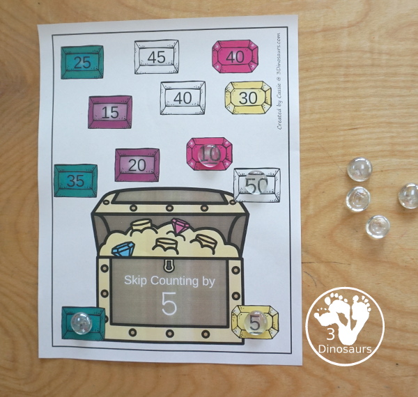 Pirate Skip Counting Activities - with no-prep packs, skip counting mats, skip counting 10 piece puzzles, and task cards to work on skip counting from 2 to 12 - 3Dinosaurs.com