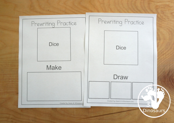 Free Fine Prewriting Practice Printable Dice - two fun prewriting dice centers that kids can use to change up their prewriting with tracing prewriting center, drawing prewriting centers, prewriting practice folding dice, and prewriting practice cube dice inserts. - 3Dinosaurs.com