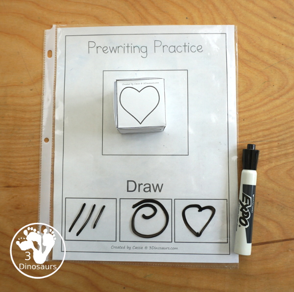 Free Fine Prewriting Practice Printable Dice - two fun prewriting dice centers that kids can use to change up their prewriting with tracing prewriting center, drawing prewriting centers, prewriting practice folding dice, and prewriting practice cube dice inserts. - 3Dinosaurs.com
