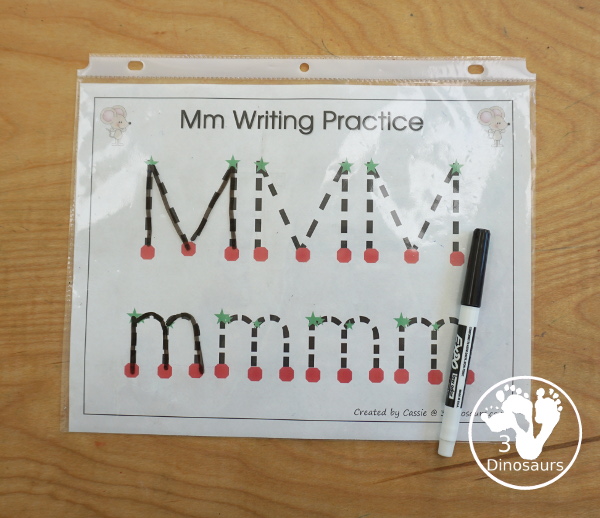 Free Romping & Roaring M Pack Letter Pack: M is for Mouse - a letter m pack that has prewriting, finding letters, tracing letters, coloring pages, shapes, puzzles and more - 3Dinosaurs.com