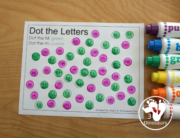 Free Romping & Roaring M Pack Letter Pack: M is for Mouse - a letter m pack that has prewriting, finding letters, tracing letters, coloring pages, shapes, puzzles and more - 3Dinosaurs.com