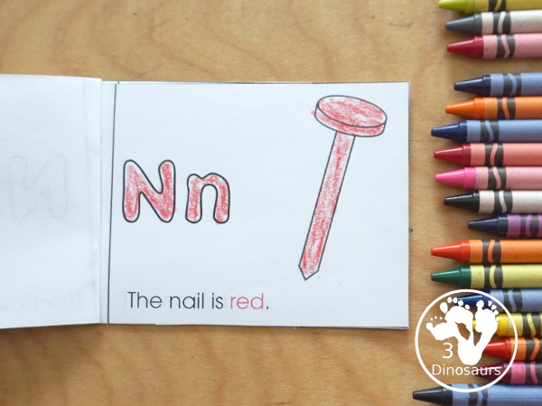 Romping & Roaring N Pack: Letter N is for Nail  - a letter N pack that has prewriting, finding letters, tracing letters, coloring pages, shapes, puzzles and more - 3Dinosaurs.com