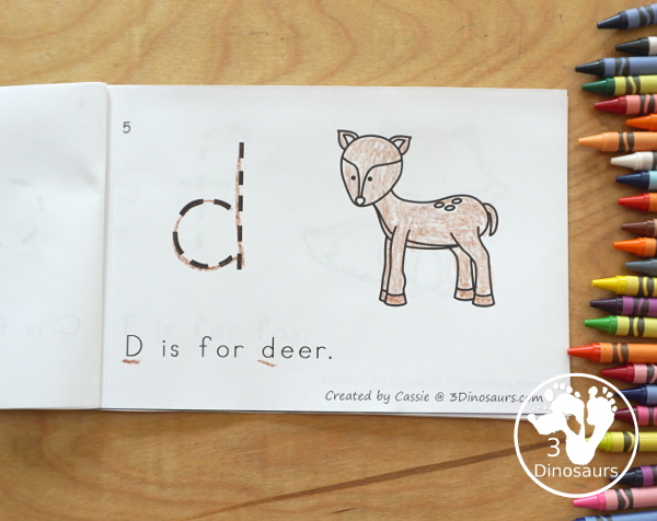 Free Forest Animal ABC Easy Reader Book - with tracing lowercase letters and  11 forest animals in the book for kids to use in kindergarten and prek  - 3Dinosaurs.com