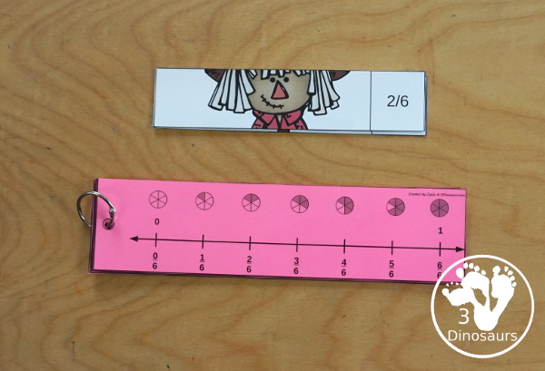 Free Scarecrow Fraction Puzzles - it has 7 fraction puzzles with 2, 3, 4, 5, 6, 8, 10 for the parts for the fractions  - 3Dinosaurs.com