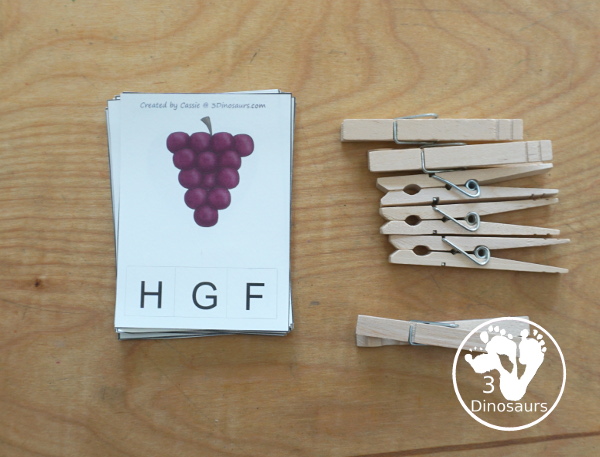 Free ABC Beginning Sound Clip Cards - all 26 letters of the alphabet with 3 letter options on each clip card. - 3Dinosaurs.com