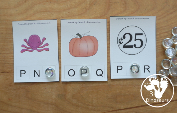 Free ABC Beginning Sound Clip Cards - all 26 letters of the alphabet with 3 letter options on each clip card. - 3Dinosaurs.com