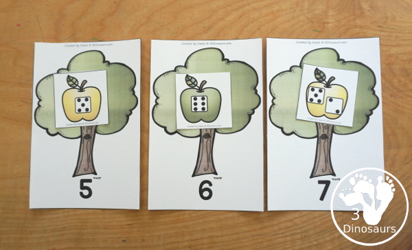 Free Apple Number Sense for Kids: Numbers 1 to 10 with apple tree for sorting and apples to sort to the trees with number sense for tally marks, dominos, ten frames, and dice - 3Dinosaurs.com