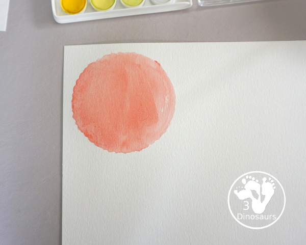 Circle Watercolor Painting with Cookie Cutters - a is great shape painting you can do with kids. You can use different sizes of cookie cutters for it and paint inside the cookie cutter to get the shape. - 3Dinosaurs.com