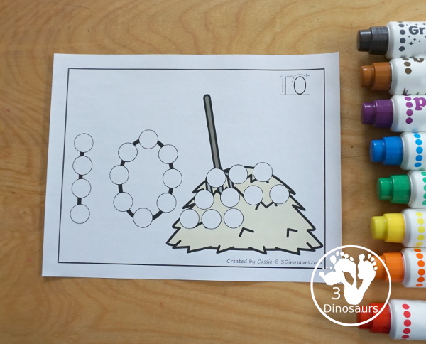 Scarecrow, Crow, & Hay Dot the Number & Count the Dots Dot the Number & Counting:  - Numbers 1 to 20 - 3Dinosaurs.com