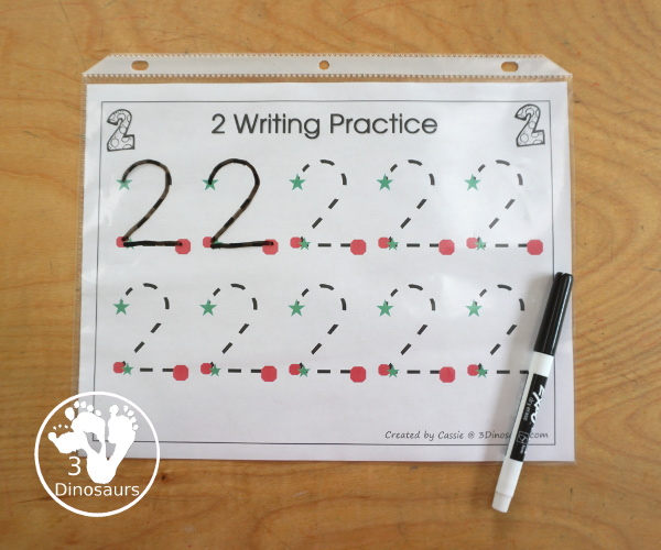 Free Romping and Roaring Number 2 Pack - with number 2 worksheets, number 2 puzzles, number 2 handwriting, number 2 dot marker worksheets and more for PreK and kindergarten age kids with a bear theme.  - 3Dinosaurs.com